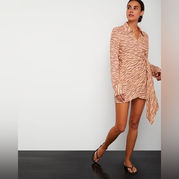 ONIA Printed Cotton-Blend Wrap Top, Tiger Stripe, Size L - Picture 6 of 13